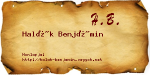 Halák Benjámin névjegykártya